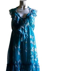 SPICYSUGAR GREEN Butterfly PRINT SHEER LINED DRESS